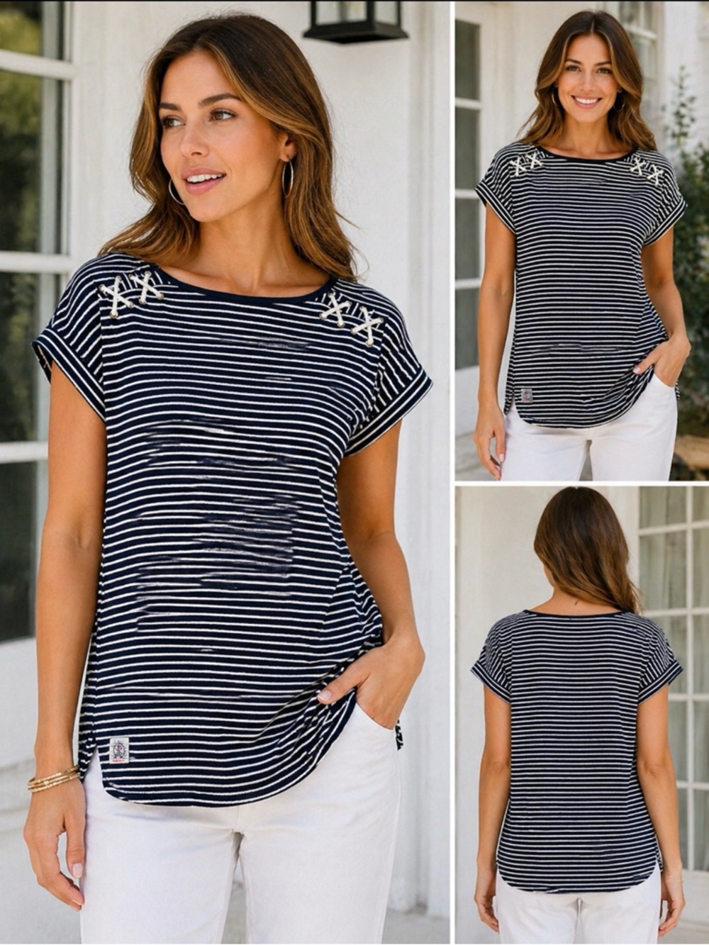 Lauren Ralph Lauren Striped Nautical Tee – Size XL